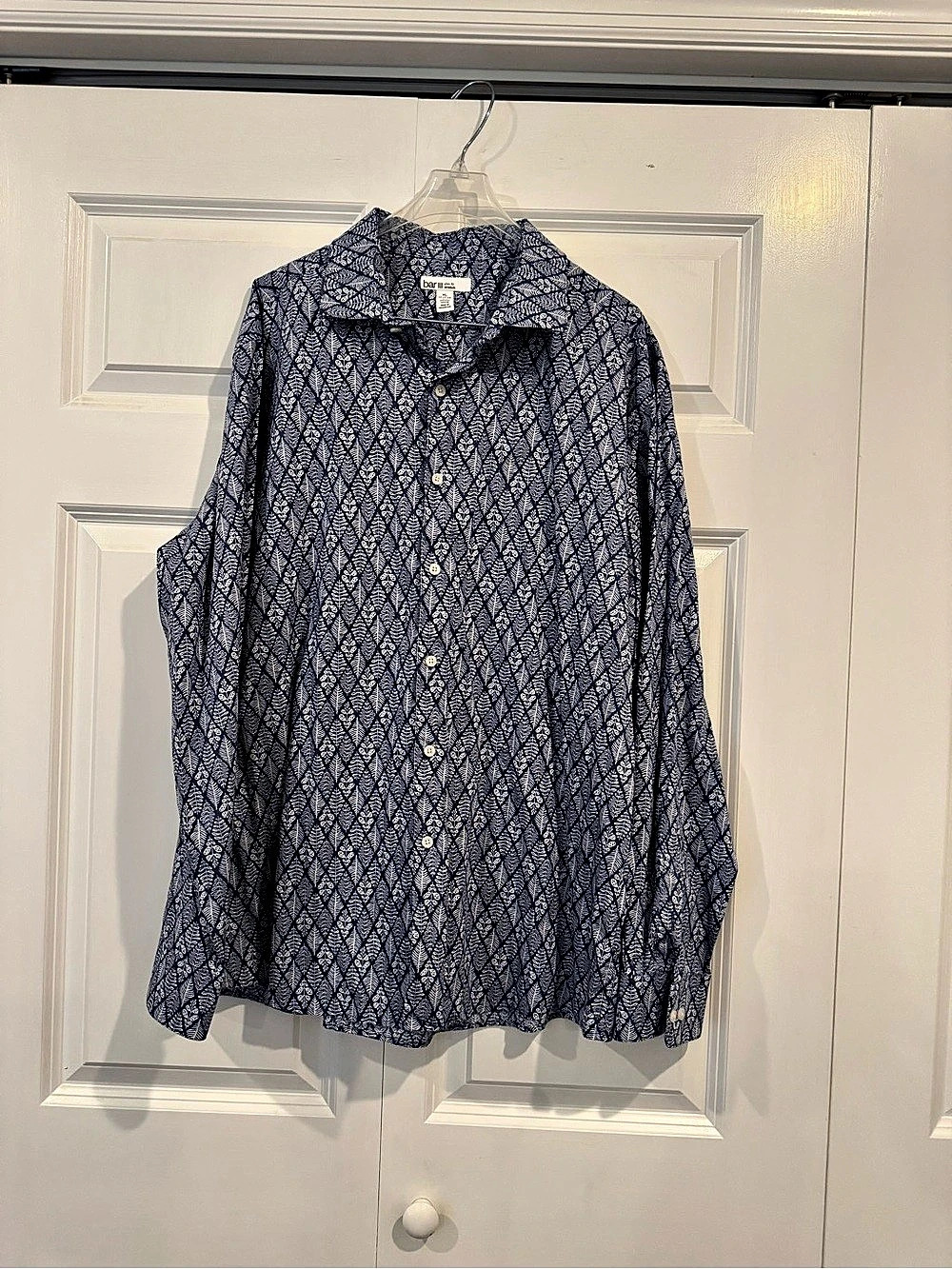 bar III Slim Fit Stretch Floral Organic Cotton Shirt XL Like New